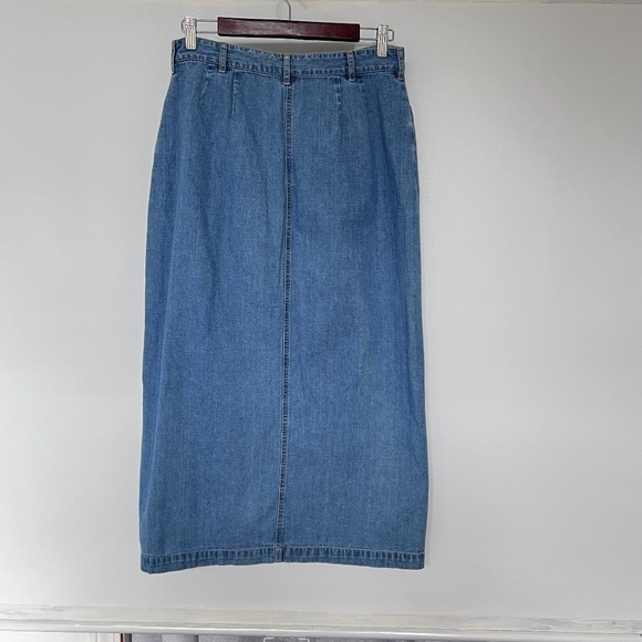 Vtg Gloria Vanderbilt Blue Denim Skirt Size 12 Button Up 100% Cotton Midi - Picture 2 of 6